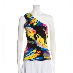 Versace Multicolor One-Shoulder Top